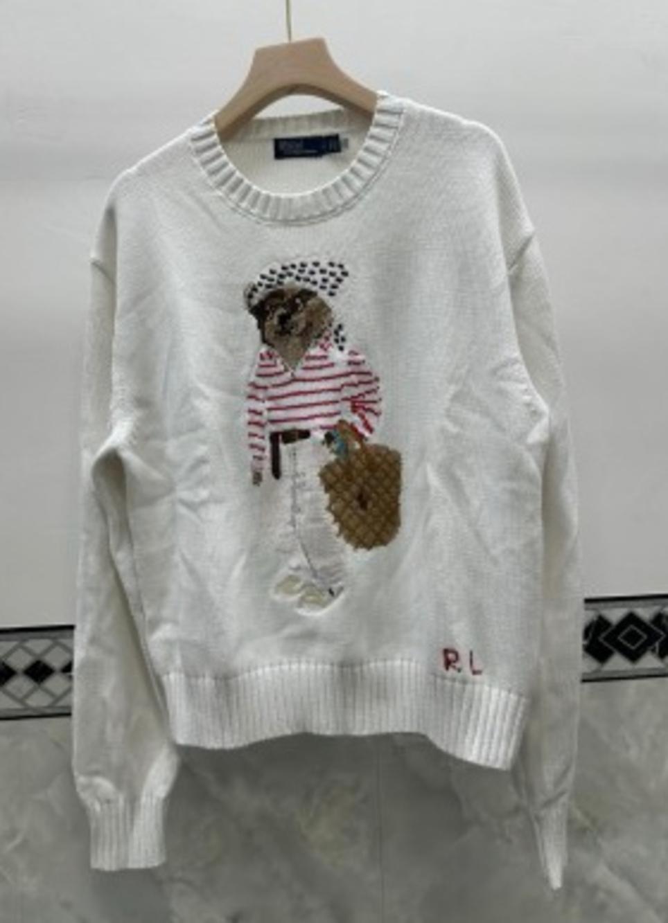 ❀Ralph Lauren ⊹ White Sweater ✦ Vacation Polo Bear